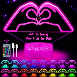 Night Light for Girls,Birthday Mothers Day Gifts for Her,16 Colors 3D Night Light with Remote Control Unique Girls Room Decor Birthday Gifts for Sisters Girlfriend Women Music Lovers Party Supplies