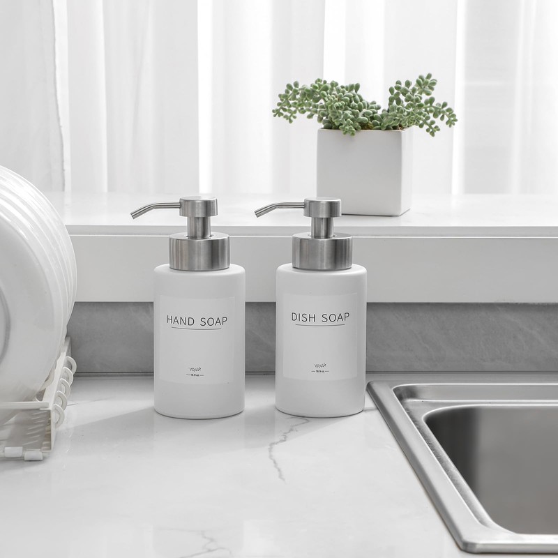 Foaming Soap Dispenser Set, 12 Oz Glass Hand Soap Dispenser