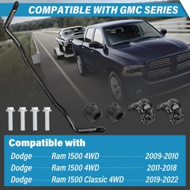 55398938AC Front Sway Bar with Bushings Kit, Front Suspension Stabilizer Bar Kit Comptaible with 2009-2010 Dodge Ram 1500, 2011-2018 Ram 1500, 2019-2022 Ram 1500 Classic 4WD, OEM# 55398938AB