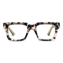 Peepers by PeeperSpecs Women's Spotlight Blue Light Blocking Reading Glasses and No Correction Eyewear Square, Sand Quartz/Green, 2.25