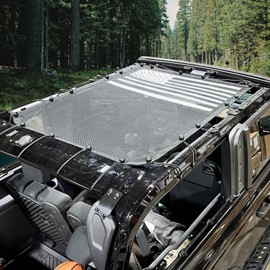 JHD-TOGO Sunshade Top Cover for Ford Bronco 2-Door,Bikini Mesh Sun Shade Soft and Hard Top Sunroof for Ford Bronco 2021 2022 2023 Accessories,Blocks UV,Wind,Noise,America Flag