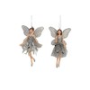Gisela Graham Set of 2 Silver Fairy Christmas Tree Decorations
