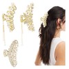 Framendino, 3 Pack Jasmine Metal Hair Claw Clip Gold Large