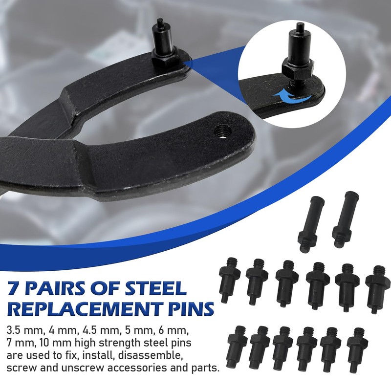 Socpuro 15PCS Universal Pulley Holder Tool Kit, Variable Pin Spanner
