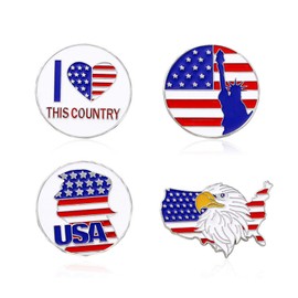 QLYOVWE 4th of July Enamel Brooches Set for Women Men 4 Piece Red White Blue Trump USA Eagle Liberty Patriotic Memorial Day Pins Gifts for Independence Day (USA)