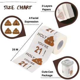Happy 21st Birthday Toilet Paper Roll 3-Ply Funny Birthday Gifts for Boys Son and Girls Novelty for Birthday Party Decorations Twentyone 21 Party Supplies (21st Years)