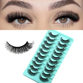 APCYUST Mink Lashes Fluffy Wispy Eyelashes Medium Natural Eye Lash Pack Thick Full Small Strip Eyelash Set Thin Band Russian Strips Lash Extension (Flare Volume | 8-15mm)