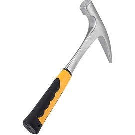 ZEONHAK 32 OZ 11.2 Inches Rock Pick Hammer with Skid Handle, All Steel Drop Forged Masonry Hammer, Geologist Hammer with Pointed Tip and Shock Reduction Grip for Mining