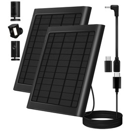 Solar Panel for Ring Camera, 2-Pack 8W Solar Panel Charger Compatible with Ring Stick Up Cam Battery, Spotlight Cam Battery, Includes Barrel Plug to USB-C Adapter, IP65 Waterproof, 10ft Cable