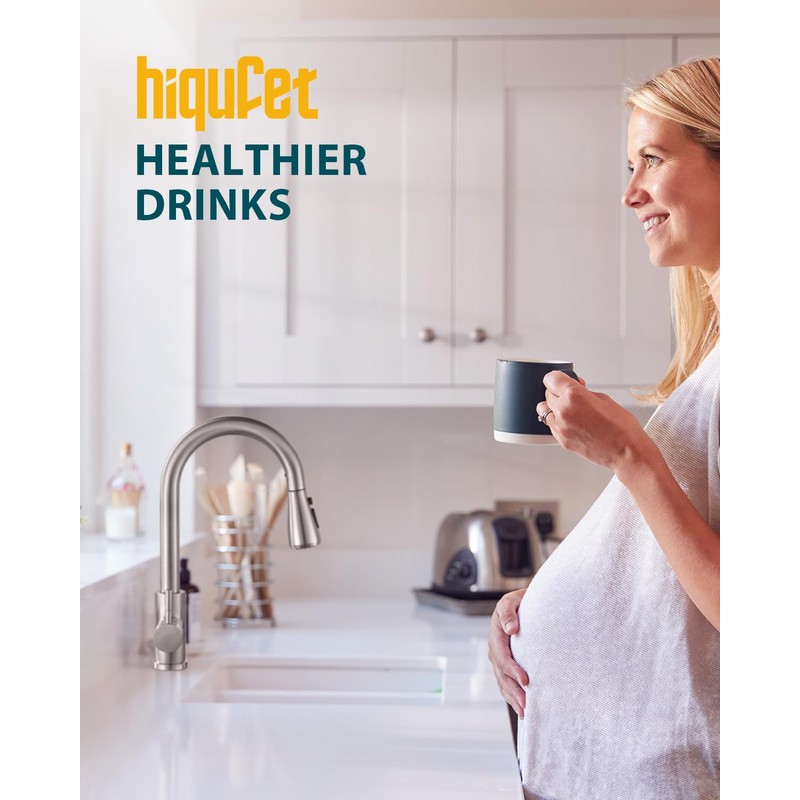 Kitchen Faucet with Soap Dispenser, Hiqufet Brushed Nickel Kitchen Faucet