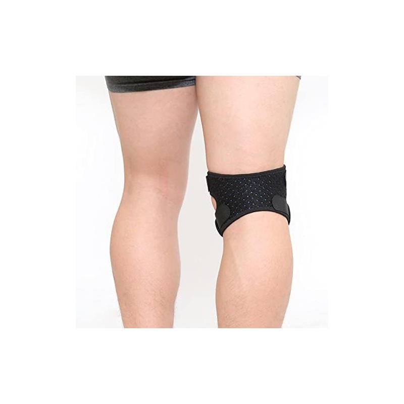 1 Par Rodillera Ajustable con Soporte Rótula, Estabilizador Deportes Negro