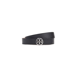 Tory Burch Women's 1" Miller Reversible Belt, Black/Silver, S
