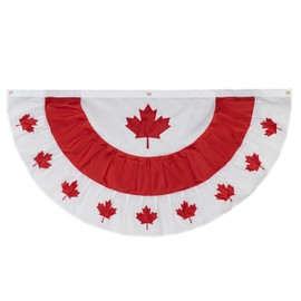 SYII Canada Bunting Flag 3x6 Ft Outdoor, Embroidered Canadian CAN Flags with 3 Brass Grommet and Sewn Stripes, Heavy Duty 210D Polyester, 1th of july Decorations Outdoor