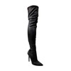 Liliana Gisele-50 BLACK Leather Stretchy Thigh High Pointy Stiletto Heel
