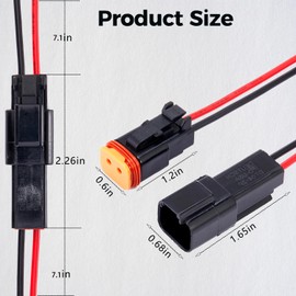 ZHOFONET 2 Pin Cable Connector Plug, Waterproof Plug Cable Connector with Cable 16 AWG 20 cm for Car, Truck, Boat and Other Cable Connections (Pack of 5)