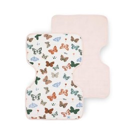 Little Unicorn Ultra-Absorbent Premium Burp Cloth 2 Pack | Soft on Baby's Skin | Larger Size | Ergonomic Design | Set of 2 (Butterflies)