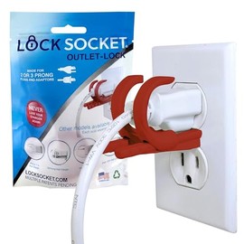 Enchufe de bloqueo ajustable y bloqueo de cargador, rojo, antirrobo, seguro para niños, seguro para enchufes y adaptadores de 2 o 3 puntas, incluye tornillo y llave de seguridad, asegura la mayoría de
