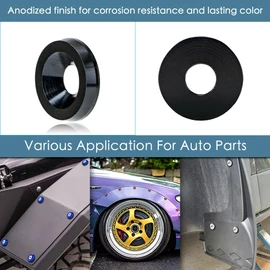 M6 Black Flat Anodized Aluminum Washer Bolt Kit, 32-Piece Hardware Kit for Widebody, Fender Flares, Bumpers, Mud Flaps and Engine Bay Dress-Up