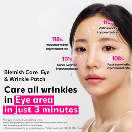 isoi Blemish Care Eye & Wrinkle Patch 90g (90pcs) | Hyaluronic Acid Eye Masks for Blemish & Dark Circles Care with Bulgarian Rose Oil | Frown Lines & Forehead Lines Repair