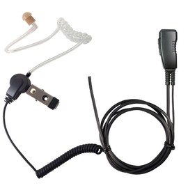 PRYME® LMC-1AT-M18 PRO Grade Surveillance KIT with Clear Acoustic Tube Earphone Lapel Microphone with Dual PTT Switches and Metal Rotating Clip - Fits: Motorola CLPe Series