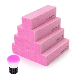 Canvalite Pack of 10 Buffer for Gel Nails Pink Buffer Nail File Nail with Buffer Brush Buffer for Nails Nail Design Nail Art Manicure Tool Nail Buffer File Block