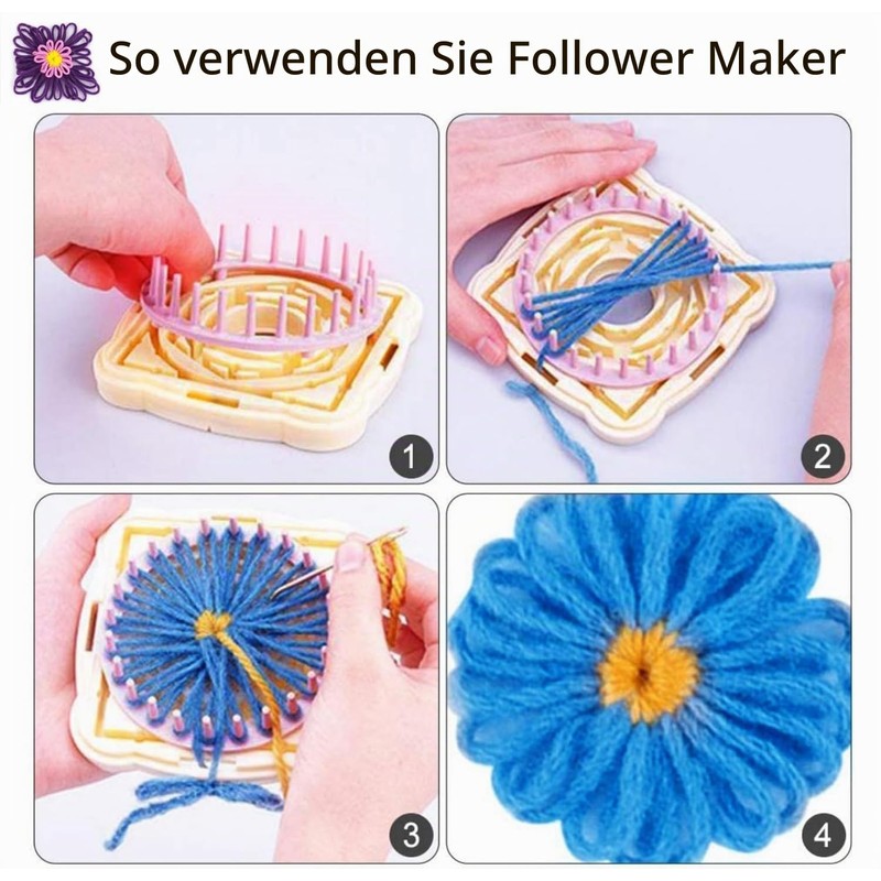 Flower Loom Kit, Round Knitting Loom Set with 1 Plastic