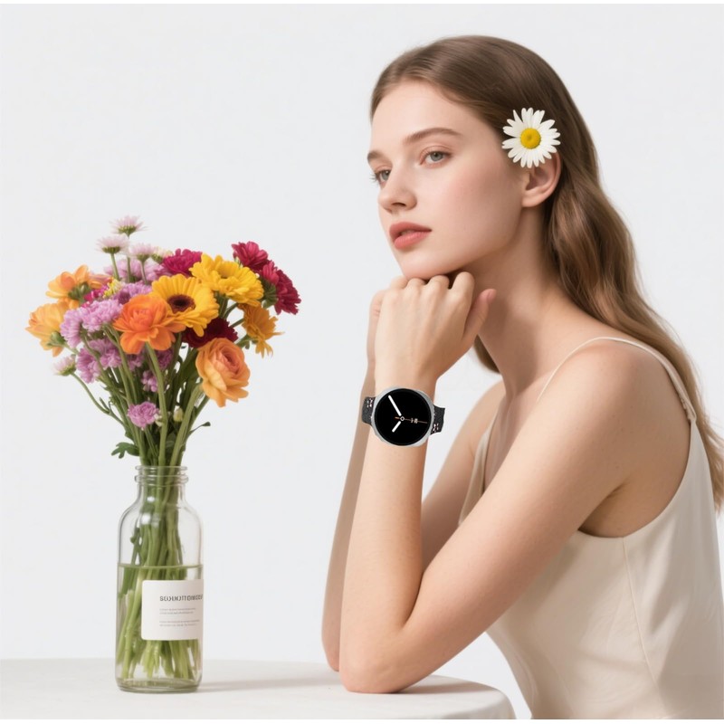 GeeBerYo Two-Tone Flower Engraved Bands Compatible with Galaxy Watch 8