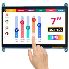 ELECROW For Raspberry Pi Screen, 7 Inch Touchscreen Monitor 1024X600 IPS LCD Small Monitor Compatible with Raspberry Pi 4, Raspberry Pi 3, Laptop and Other Devices that Out Put HD Signals