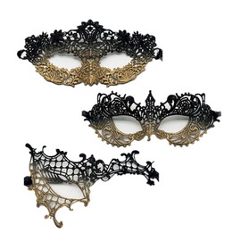 TFTSR Masquerade Masks for Women Couples,Men Mardi Gras Mask,Girls Black Gold Lace Costume,Adults Venetian Party Dress
