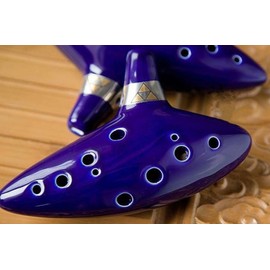 AFUNTA 12 Hole Ocarina Alto C Ceramic Ocarina Flute Musical Instrument with Song Book (Neck Strap Cord with Random Color)- Blue