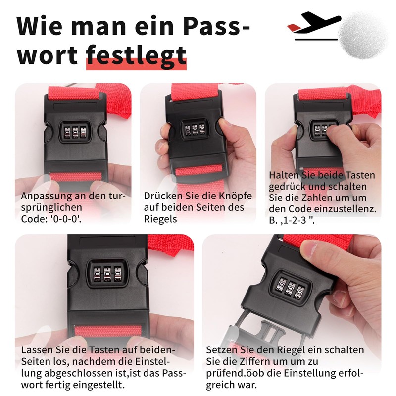 Cross Suitcase Strap with Combination Lock, Eye-catching Suitcase Strap with