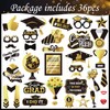 2025 Graduation Photo Booth Props 36Pcs Black Gold Graduation Photo