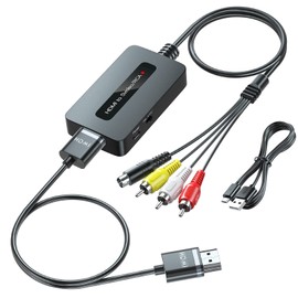 HDMI to Svideo RCA Converter with HDMI Cable(RCA and Svideo Cables Integrated), HDMI to Composite AV Converter for HDMI Device to Display on Older TVs