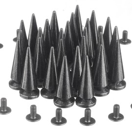 RUBYCA 25MM 30 Sets Large Metal Big Tree Spikes and Studs Metallic Screw-Back for DIY Leather-Craft Black Gunmetal