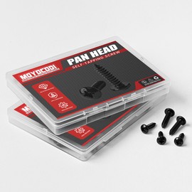 #12 x 1 (50 Pack) Pan Head Sheet Metal Screws Phillips Drive Self-Tapping Wood Screws, Black Oxide 304 Stainless Steel Screw (18-8), Corrosion Resistant Screws