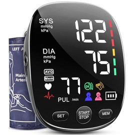 AILE Blood Pressure Monitor for Home Use, Automatic Upper Arm Blood Pressure Monitor - Skin-Friendly Blood Pressure Cuff for Adults - Extra-Large Colour Screen - Accurate BP Machine 2 * 120 Readings