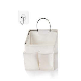 Wall Hanging Storage Bag,Wall Hanging Organizer Bags with Pockets, Wall Organizer Storage for Dormitory Bathroom Bedroom Kitchen (White 1)…