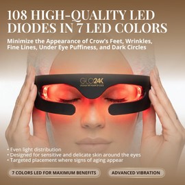 GLO24K UNLEASH THE POWER OF GOLD Máscara De Ojos Glo24K Bionic Con 7 Luces Led De Color. Diseñada Para La Delicada Piel Del Contorno De Ojos. Para Una Tez Impecable Y Radiante.