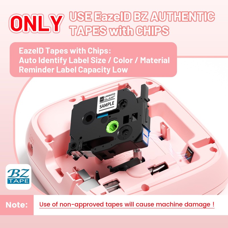 EazeID Pink Label Maker Machine with-Tape, Kids Label Maker Waterproof-Labels,