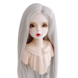 Pssopp Doll Wig, Soft and Comfortable High Temperature Silk Naturally Doll Hair Toy Head Wig Hair for Kids Adult (Silver Gray)
