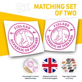 Square Stickers (Set of 2) 7.5cm - Pink Republic of Finland Travel Stamp Laptop Tablet Luggage Scrapbook #5848