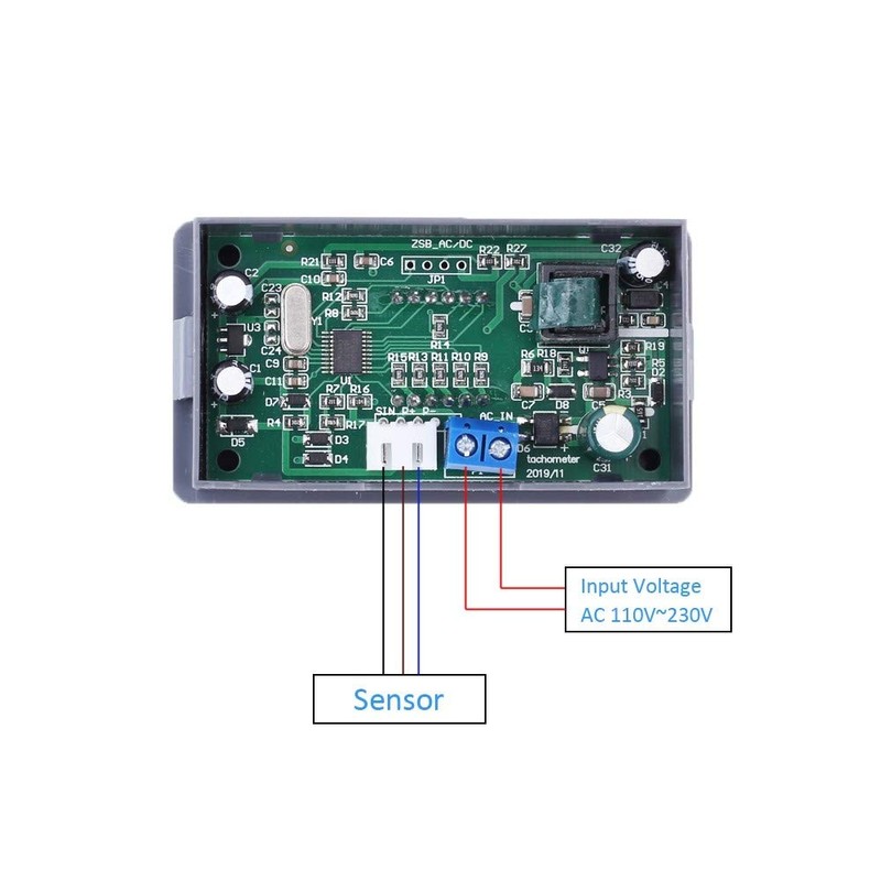 DONGKER Digital LED Tachometer,AC 110V 220V 4Bit Digital Speed Meter
