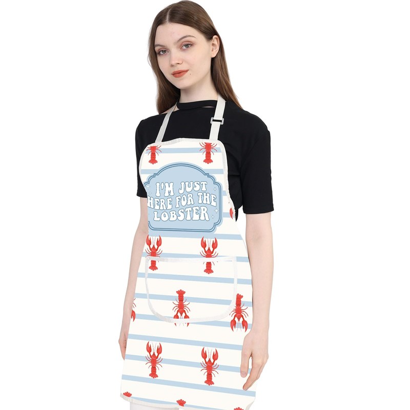 JXGZSO Lobster Aprons Lobster Cooking Apron with Pockets Lobster Kitchen