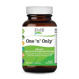 PURE ESSENCE LABS One n Only Whole Food Multivitamin by Pure Essence - Super Energetic Once a Day with Superfoods, Minerals, Enzymes, Vitamin D, D3, B12, Biotin - 30 Tablets