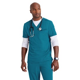 BARCO Unify Men's 3 Pocket V-Neck Top – Regular – Bahama, M