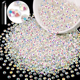 3000PCS SS16/4mm Crystal Rhinestones (Transparent AB), Bedazzling Flatback Glass Rhinestones for Crafting DIY Nail Art Makeup Decoration, Gems Diomand Charms for Tumbler Shoes Clothing Mug