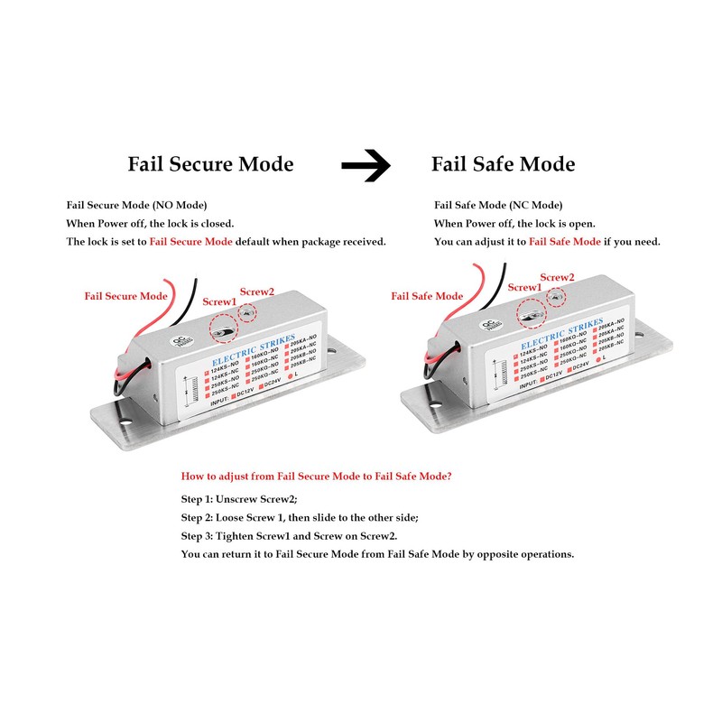 Remote Control Electric Strike Door Lock System, 2200lbs Fail Secure/Fail