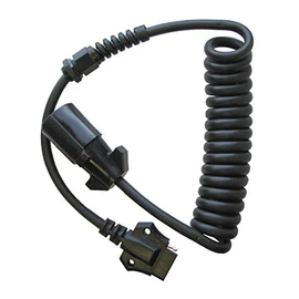 Optronics A57CCBP 5 Flat 7 Round Coiled Adaptor and Plug, Black