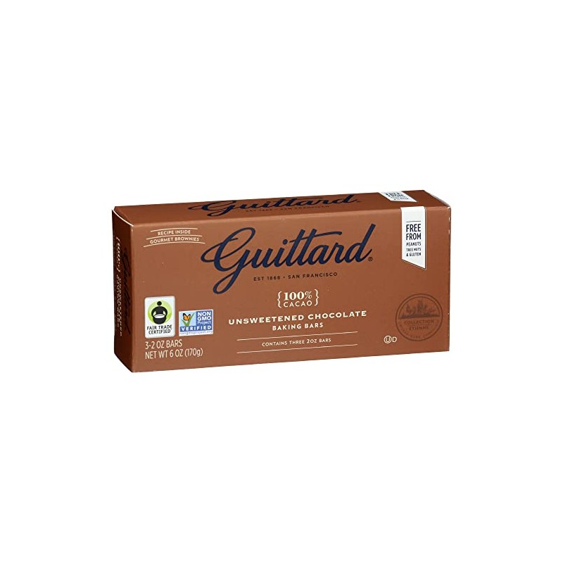 Guittard, Bar Chocolate Baking Unsweetened Gluten Free, 6 Ounce