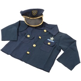 Constructive Playthings Classroom Career Outfit - Police Officer for Pretend Play with Shirt and Hat with Hook and Loop Closures to Fit Most Children 3-6 Years